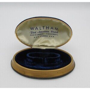 Waltham Blue Velvet Watch Box Presentation Case First American Watch Art Deco